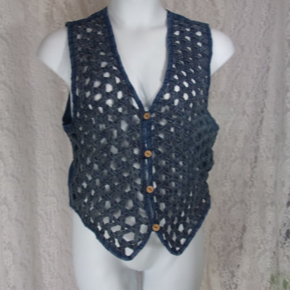 A. J. Braided Blue Denim Vest